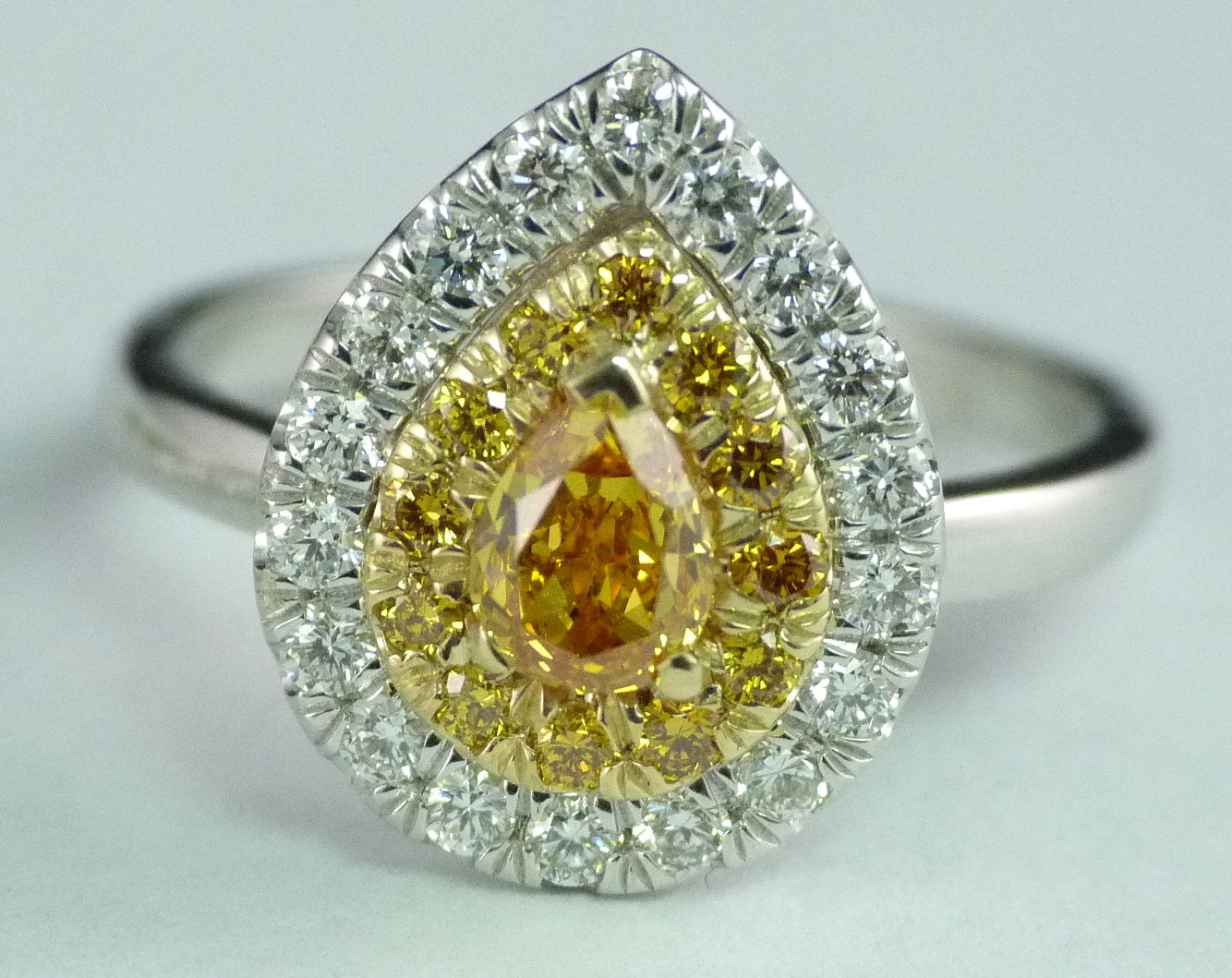 Luxury Pear-Cut Diamond Halo Ring in White Gold