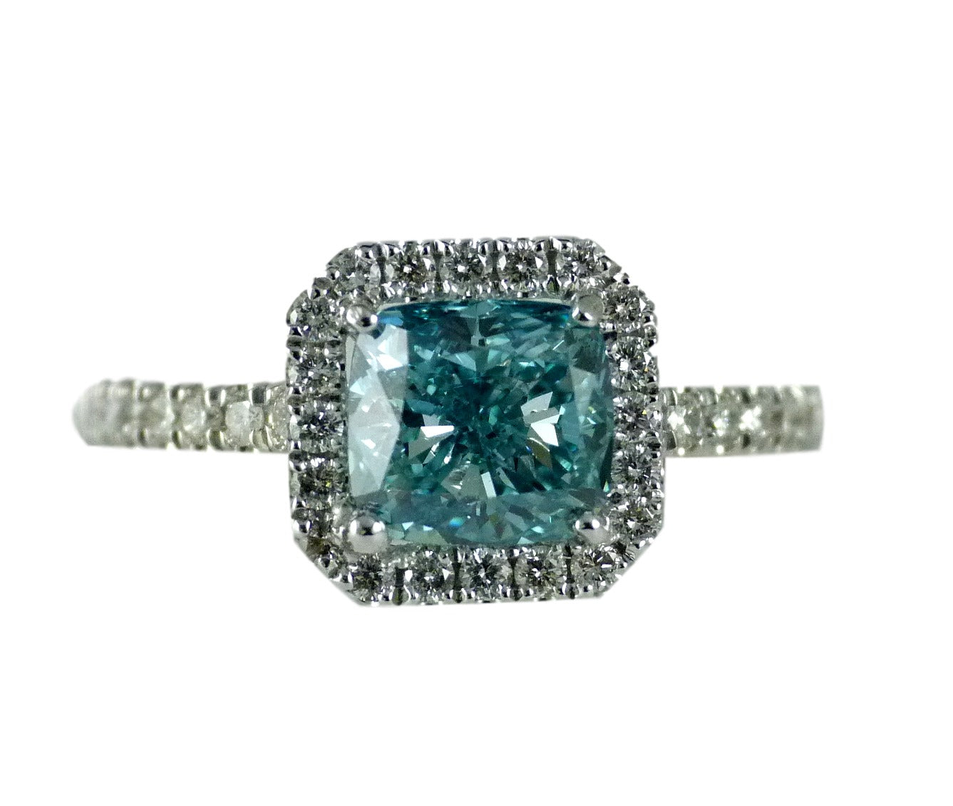 Elegant Aqua Radiance Halo Ring