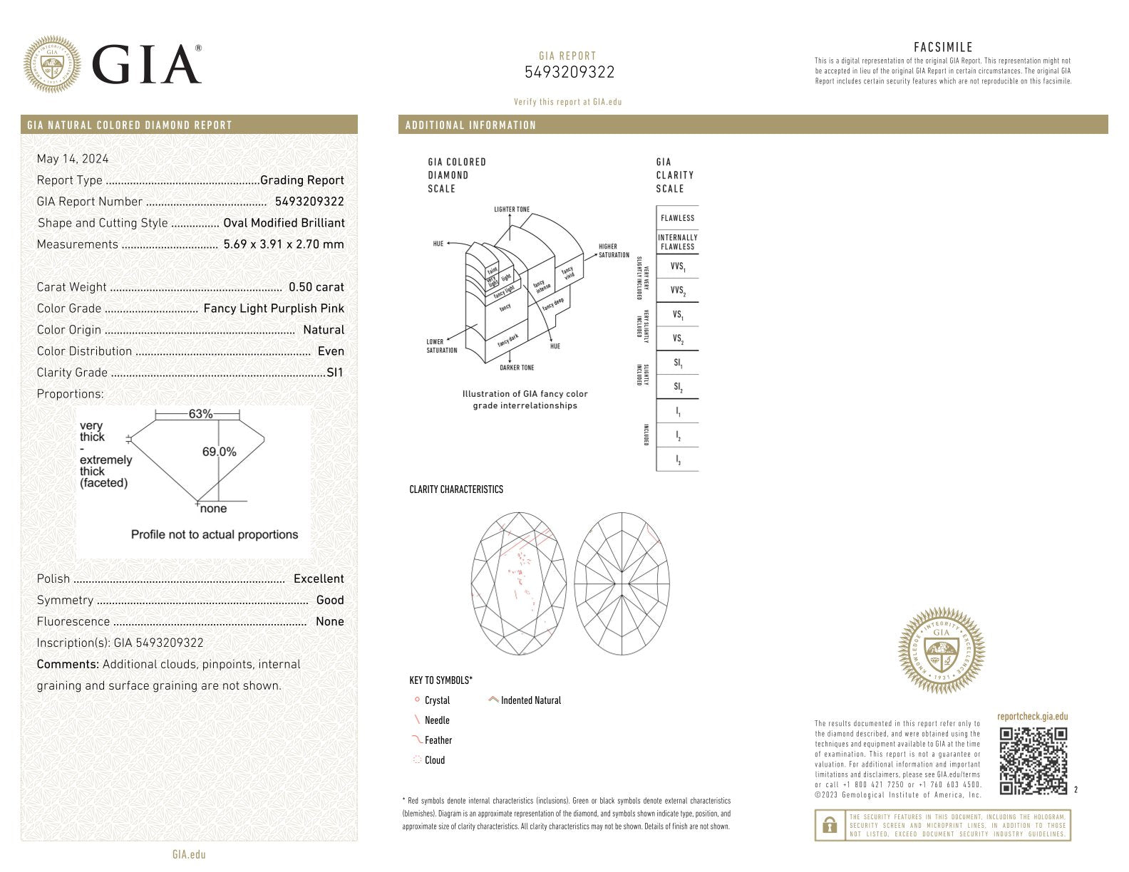0.50 Carat Fancy Light Pink Oval Diamond SI1 GIA