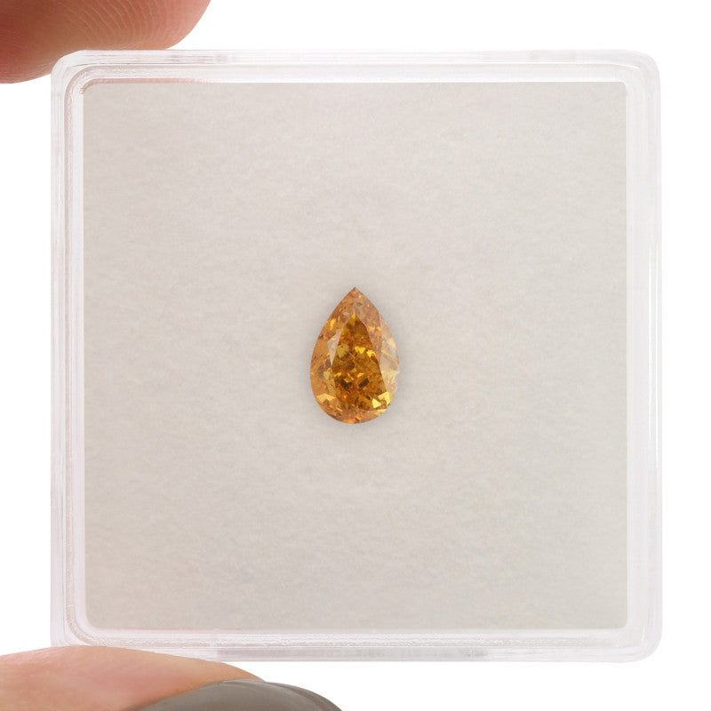 0.50 Carat Fancy Vivid Orange Pear Diamond SI1 GIA