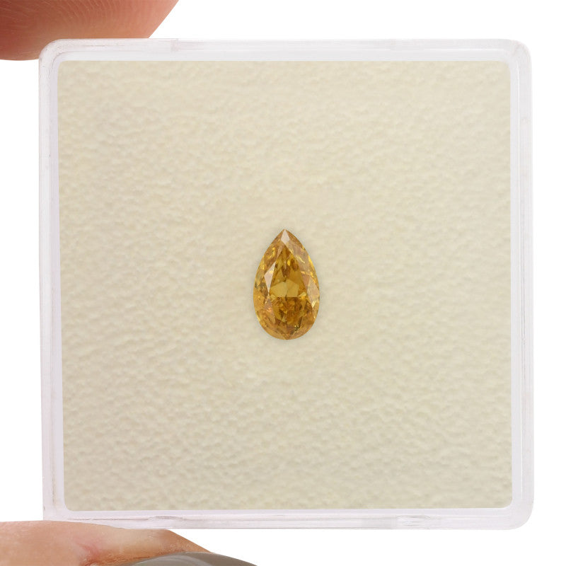 0.37 Carat Fancy Intense Yellow-Orange Pear Diamond SI1 GIA
