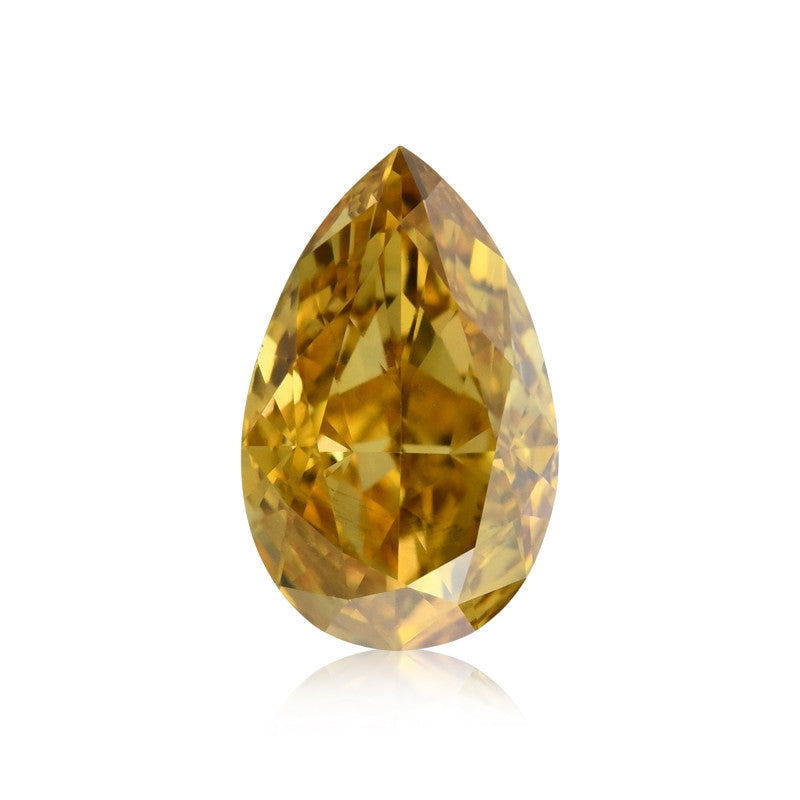 0.37 Carat Fancy Intense Yellow-Orange Pear Diamond SI1 GIA