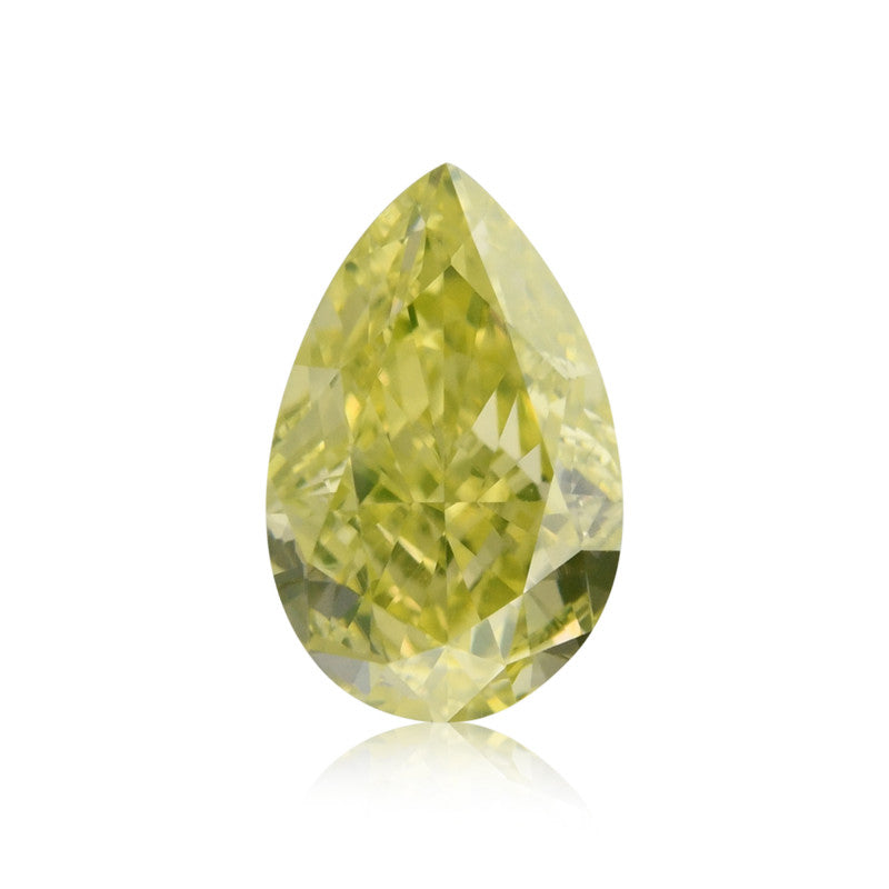 0.61 Carat Fancy Intense Green - Yellow Pear Diamond VS1 GIA