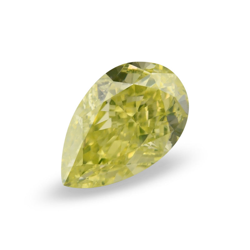 0.61 Carat Fancy Intense Green - Yellow Pear Diamond VS1 GIA