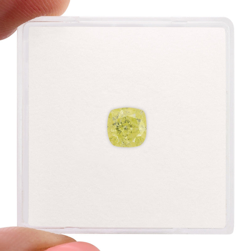 0.77 Carat Fancy Green - Yellow Cushion Diamond SI1 GIA