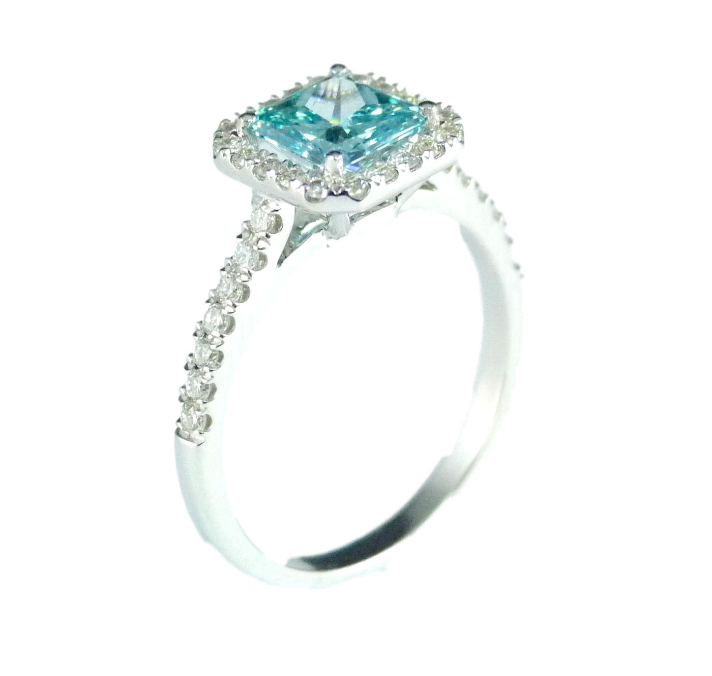 Elegant Aqua Radiance Halo Ring