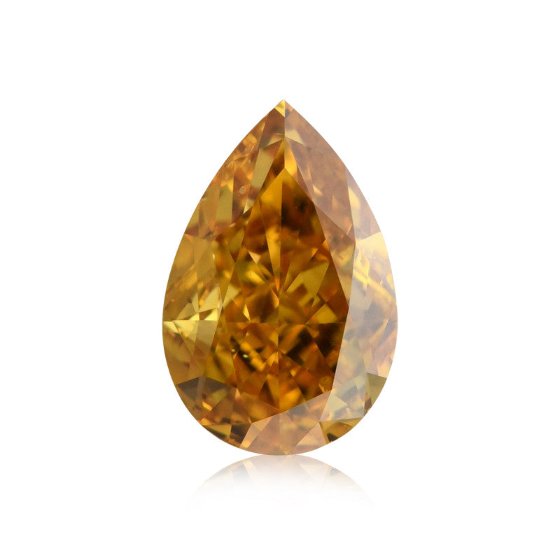 0.50 Carat Fancy Vivid Orange Pear Diamond SI1 GIA