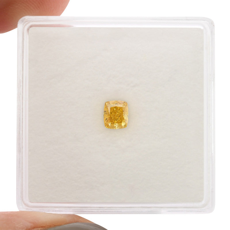 0.31 Carat Fancy Vivid Yellow-Orange Cushion Diamond SI1 GIA