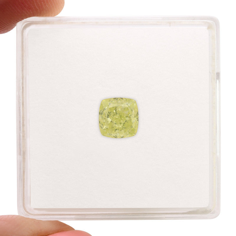 1.08 Carat Fancy Yellow - Green Cushion Diamond VS1 GIA