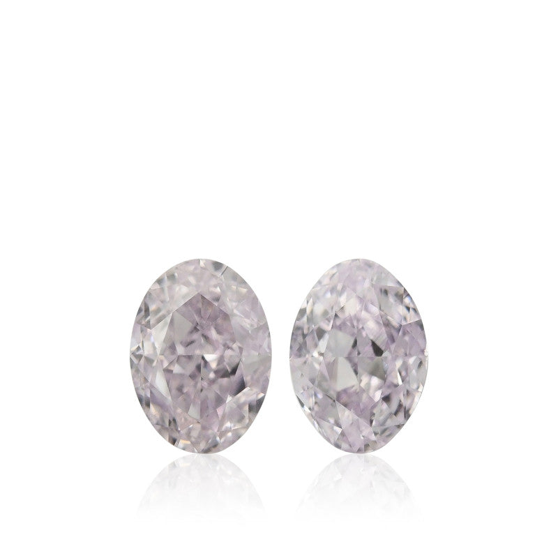 0.60 Carat Fancy Light Purple Pink Oval Shape Diamond Pair VS1 GIA Certified