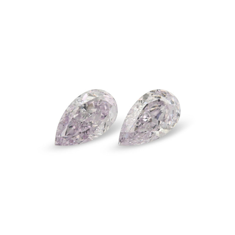 0.92 Carat Fancy Light Pink Purple Pear Diamond Pair VS GIA Certified