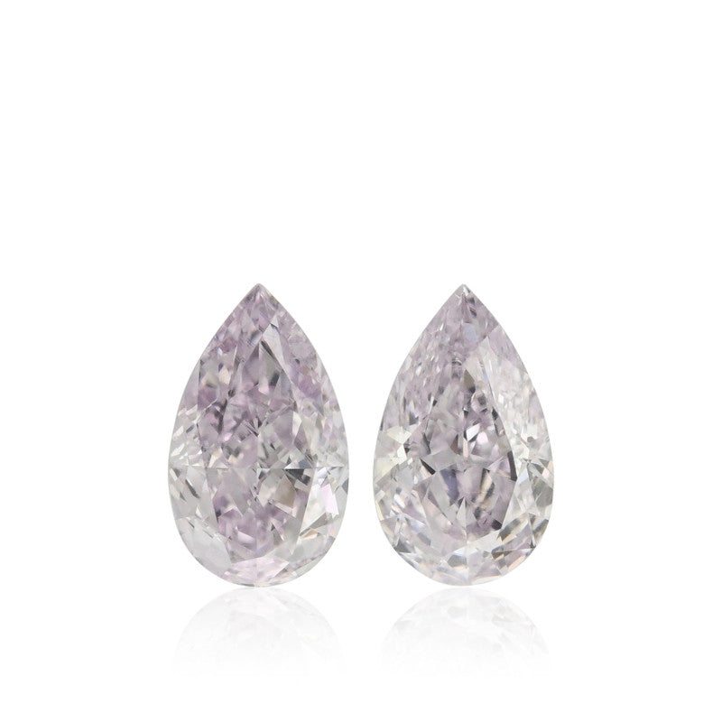 0.92 Carat Fancy Light Pink Purple Pear Diamond Pair VS GIA Certified